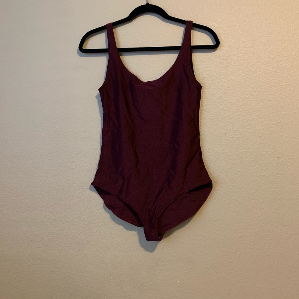 BDG (UO) Shiny Burgundy Bodysuit